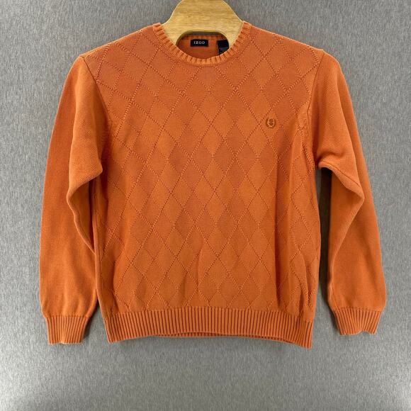 Izod Argyle/Diamond Knit Scoop Neck Sweater Pumpkin Orange Womens XL - Picture 2 of 8